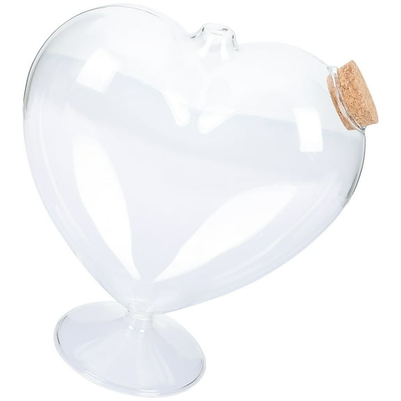 WHAMVOX Cork Stopper Glass Candy Jar in Heart Shape for Cafés and Restaurants 1Set
