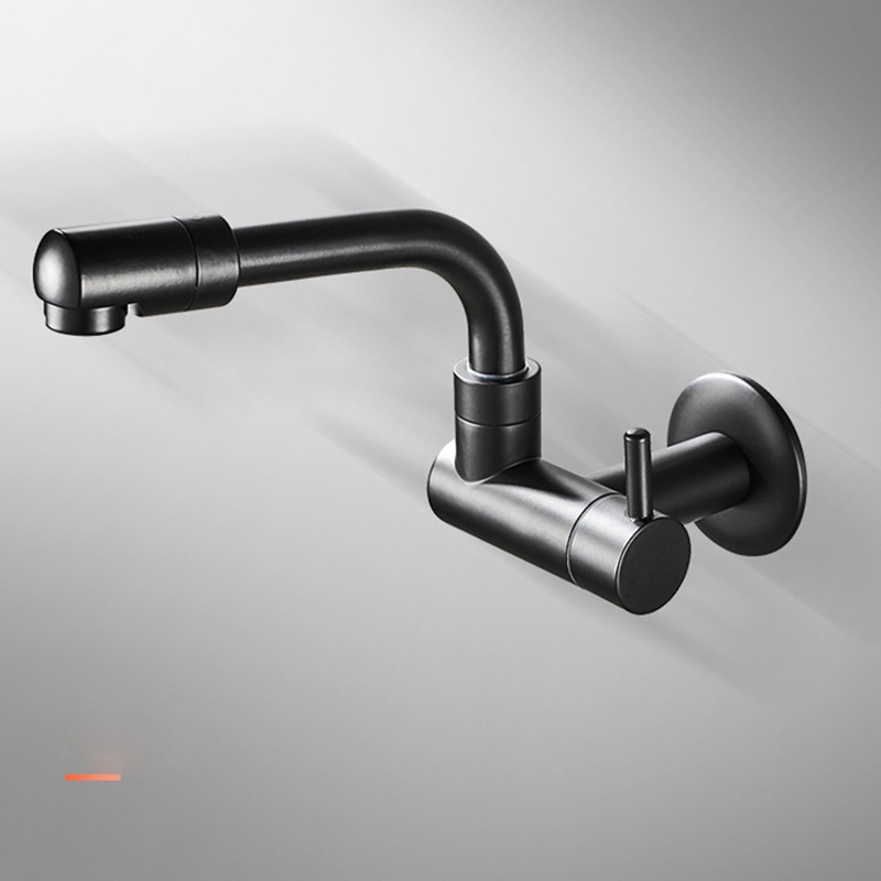 360 Degree Rotating Black Wall Mounted Single Cold Water Mixer Solid Brass Kitchen Si xc1211