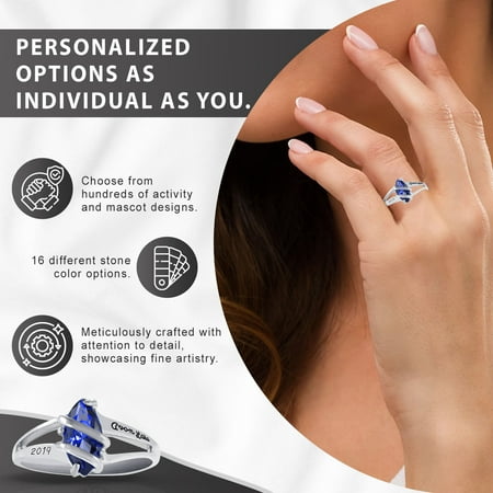 Personalized Family Jewelry Women's Glamour Fashion Class Ring available in Valadium, Silver Plus, Yellow and White Gold