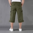 thumbnail image 4 of Twill Cargo Shorts for Men Multi Pockets Mens Long Shorts Below Knee Casual Hiking Summer Capri Pants Big and Tall Size M-5XL Army Green, 4 of 6