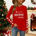thumbnail image 4 of HOMBOM Red Tops for Women Christmas Dressy Casual Long Sleeve Crewneck Merry Christmas Xmas Fall Females T Shirts, 4 of 9