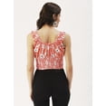 thumbnail image 3 of DressBerry Women’s Printed Poly Crepe Crop Top Round Neck with Adjustable Drawstrings Short Flutter Sleeves Smocked Hem Regular Wear Light Weighted Casual Summer Blouse, 3 of 7
