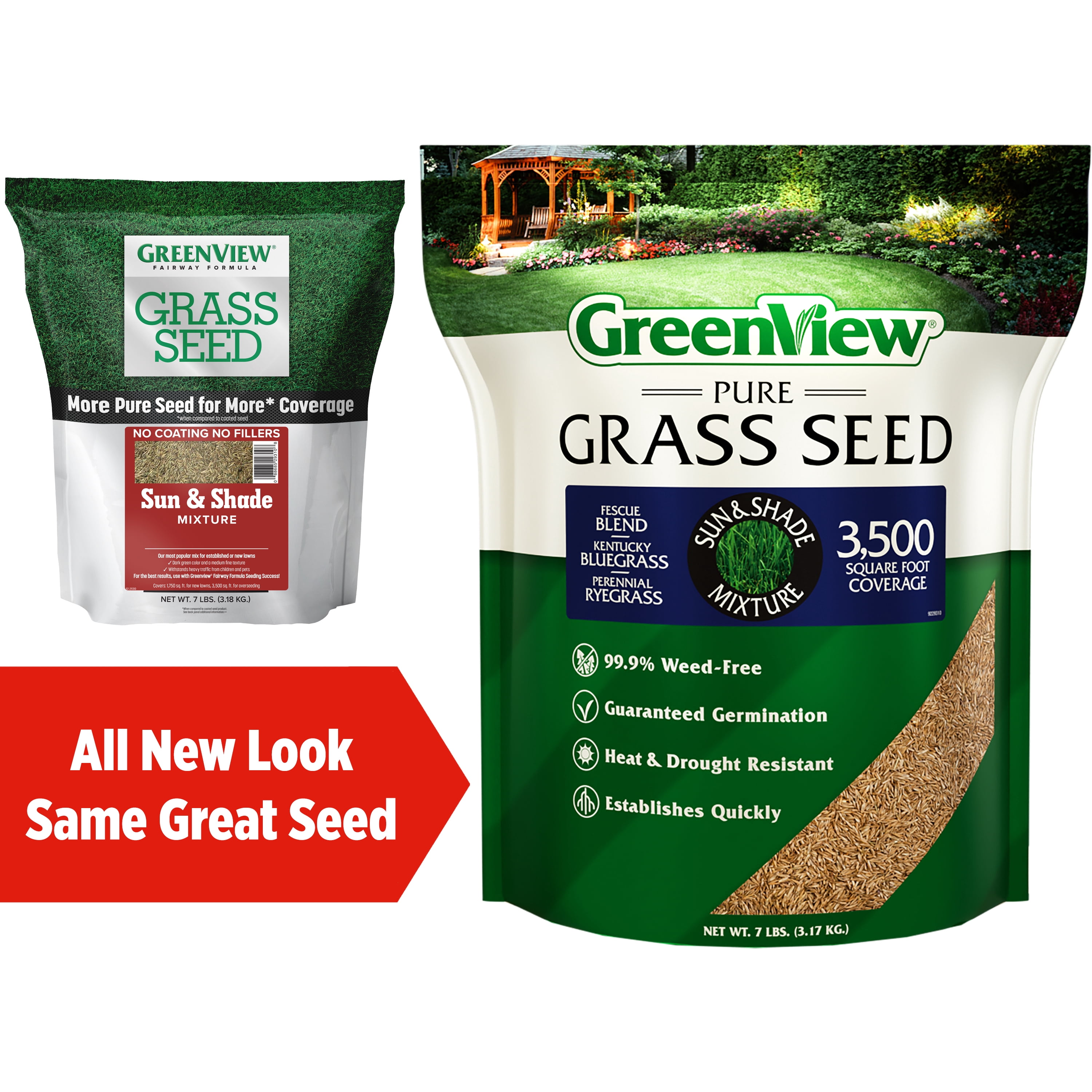 GreenView Pure Grass Seed Sun & Shade Mixture, 7 lb. Bag – Covers up to 3,500 sq. ft.