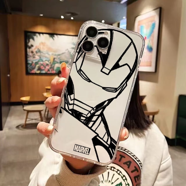 Funda de teléfono de Marvel, carcasa transparente de Iron Man y Spiderman para iphone 11, 12pro Max, 14 plus, 13 Mini, SE, X, XR, 7, 8 Plus, 6, 6s Plus, XS MAX