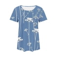thumbnail image 5 of Itsame Short Shirt Sleeved Tops for Womens Fashionable Printed Relaxed Round Neck T-Shirt Blouses Bule Size L, 5 of 6