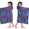 thumbnail image 4 of Purple and Blue Damask Pattern Hooded Bath Towel，60"x35" for Ages 3 To 12 Kids, Quick Dry Lightweight Soft Microfiber Hood Beach Towel Cover Up for Kids, 4 of 7