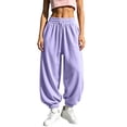 thumbnail image 3 of Baggy Sweatpants Zaewscy Women Fashion Solid Casual Elastic Waist Long Sweatpants With Pockets Purple XXL, 3 of 9