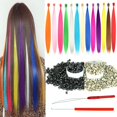 thumbnail image 1 of YUDAOHAIR Extensiones de cabello sintético de color para mujer, postizos de 20 pulgadas con 100 cuentas de microenlaces de silicona y 2 ganchos de ganchillo (20 '', 13 colores de mezcla de cabello de, 1 of 5