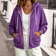 thumbnail image 4 of BXJX Womens Zip up Hoodies, Drawstring Long Sleeve Walking Spring Fall Jackets with Pockets Purple Size M, 4 of 5