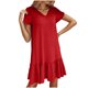 thumbnail image 4 of mfyjkho Vestidos para mujer, Vestido holgado informal de color liso con volantes, elegante, de manga corta y cuello en V para mujer Vestidos de playa para mujer m, 4 of 9