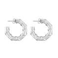thumbnail image 2 of QNAVIC 925 Sterling Silver Earring, C Type Open Hoop Textured Earrings, Handmade Wedding Jewelry, Gift for Women, 2 of 2
