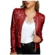 thumbnail image 1 of Chaquetas para mujer Abrigos Abrigos Moda Frente abierto Chaqueta de lentejuelas Chaqueta corta de manga larga Abrigo casual Tops Odeerbi  ODB-5, 1 of 8