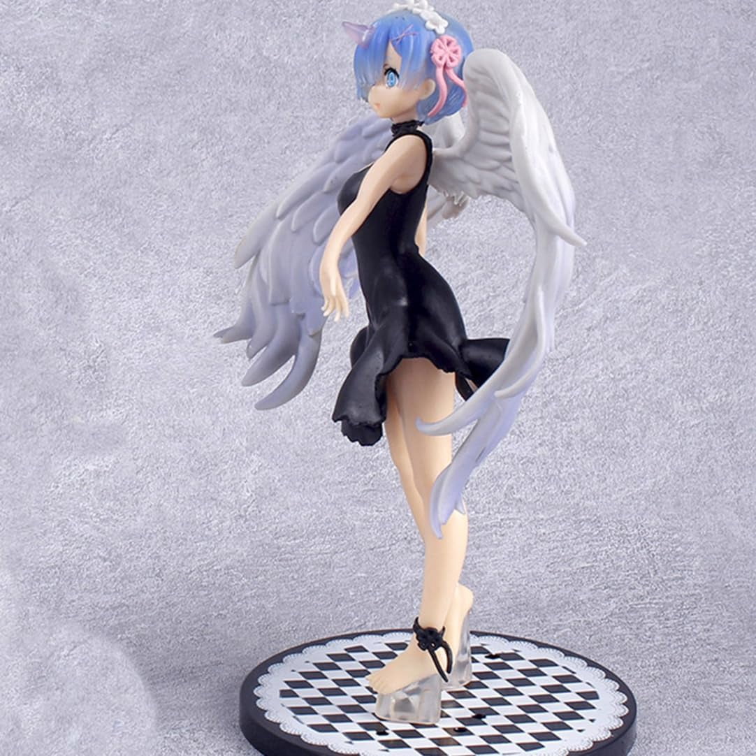 New Re Zero Starting Life in Another World Rem Wings (Black Ver) Character Anime Model Statue Action Figures Desktop Ornament Popular Decorations Fan Souvenirs Creative Gift Collectable