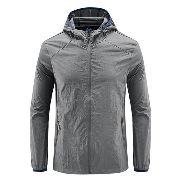 Veste de Protection Solaire pour Hommes, Manteau Léger Ventilé à Capuche pour Activités Extérieures - Coupe-Vent Ample et Respirant, Imperméable avec Protection UV