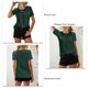 thumbnail image 5 of Tops de verano para mujer, parte delantera plisada, Color puro, cuello redondo, camisa informal holgada de manga corta para mujer, para fiesta, oficina, viajes, 5 of 6
