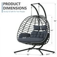 thumbnail image 6 of Double Egg Swing Chair with Stand, Outdoor Patio 2 Person Hanging Wicker Hammock Chairs with Cushion for Indoor Bedroom, Lawn, Garden-Grey, 6 of 6