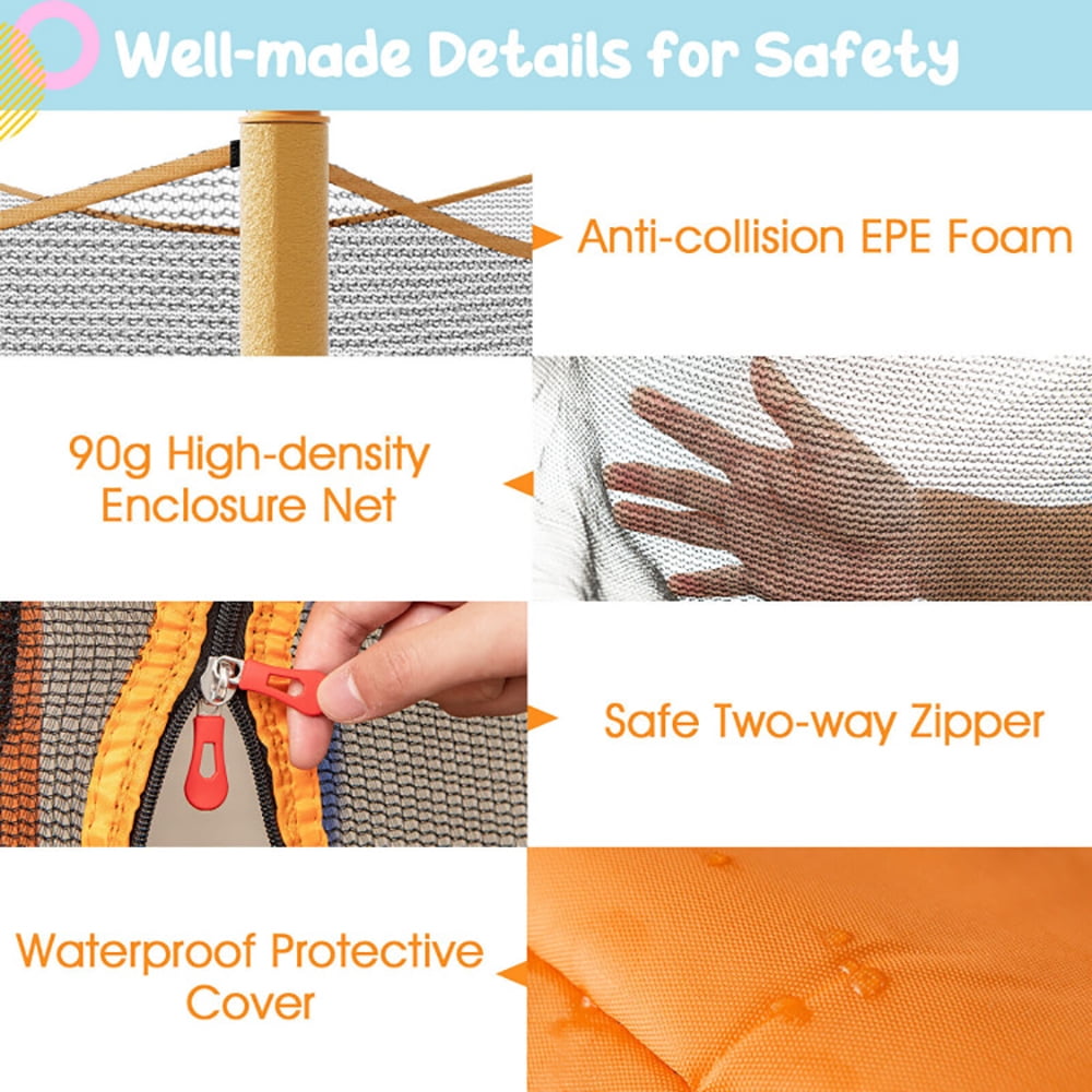 Barara King Backyard Trampoline, Trampoline,48" Toddler Trampoline with Safety Enclosure Net-Orange