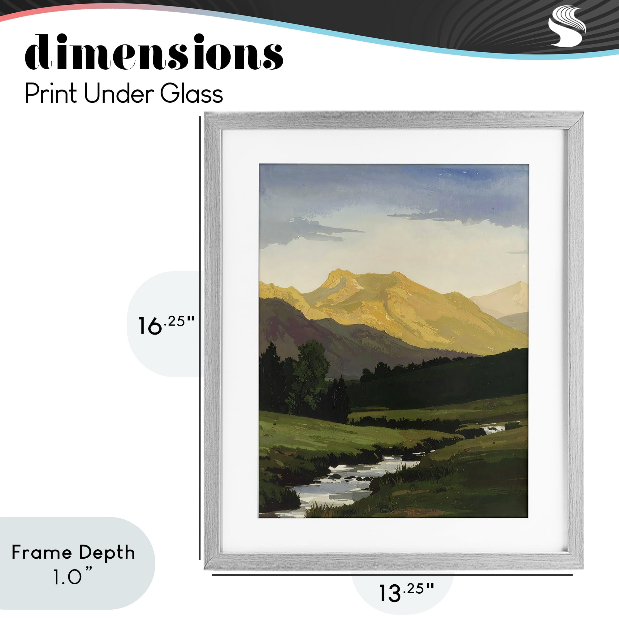 Stupell Industries Mountain Across The Valley Gray Framed Print Under Glass, design by Alonza Saunders