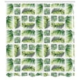 thumbnail image 3 of Leaves Shower Curtain, Arrangement of Vertical and Horizontal Plantation, Fabric Bathroom Set with Hooks, 69W X 70L Inches, Fern Green Apple Green Lime Green and White, by Ambesonne, 3 of 3
