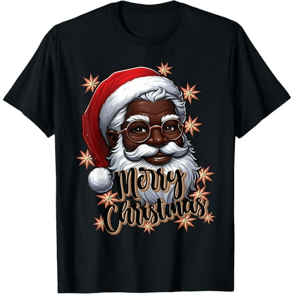 African American Santa Christmas Pajama Black X-Mas T-Shirt Shirts