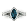 thumbnail image 2 of 1.2ct marquise cut natural london blue topaz 18k white gold halo Bridal Wedding Engagement Promise Anniversary Ring for Women size 4.25, 2 of 7