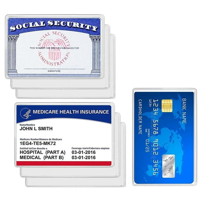Fundas protectoras para tarjetas de Medicare, 12 mil, PVC transparente, suave, resistente al agua, fundas protectoras para tarjetas de crédito, tarjetas de visita, seguridad social (paquete mate de 6)