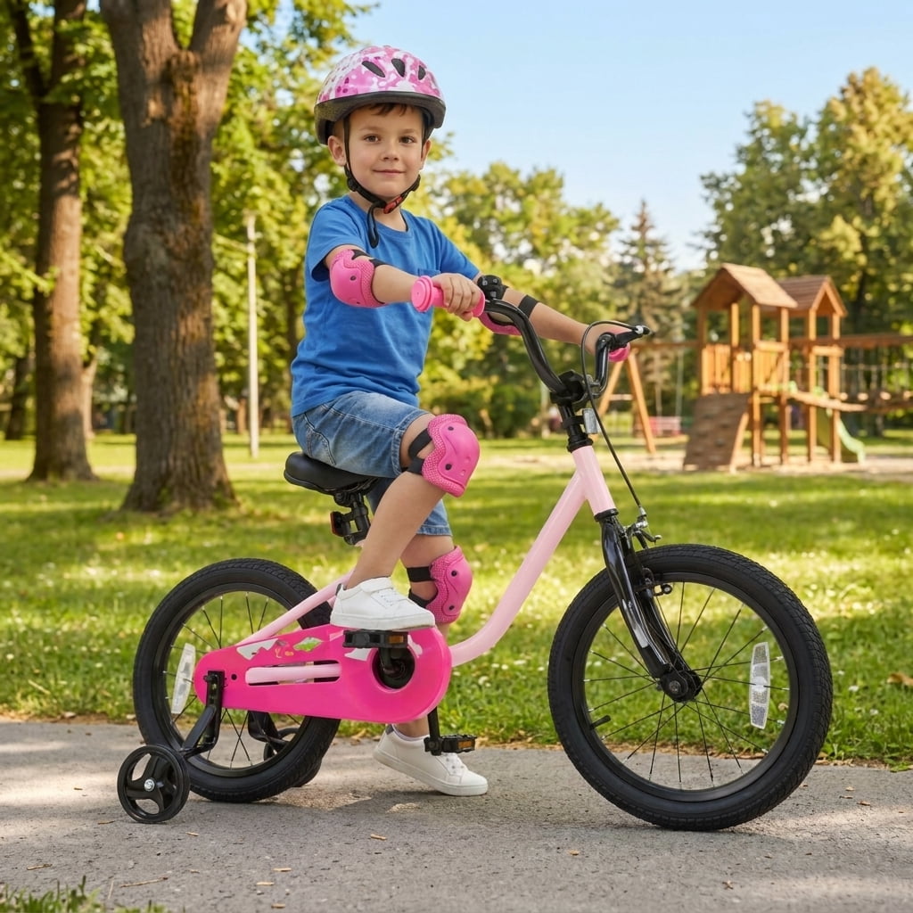 Redsmile Kids Bike 12 Inch for 3-7 Years Old Boys and Girls, Toddler Bicycle with Adjustable Handlebar and Seat, Children Bike 12/14/16-Inch, Holds 110 lbs, Pink