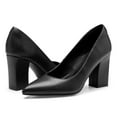 thumbnail image 5 of Zhabtuc Women's Pointed Toe Chunky High Heels Closed Toe Block Heels Slip on Pumps Dress Office Pumps Shoes for Lady Black Size 11, 5 of 7
