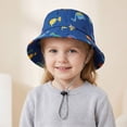 thumbnail image 2 of lnmuld Toddler UPF50+ Bucket Sun Hat, Adjustable Dinosaur Pattern Wide Brim Kids Outdoor Sun Hat for Camping Travel Size:3-7 Years, 2 of 4