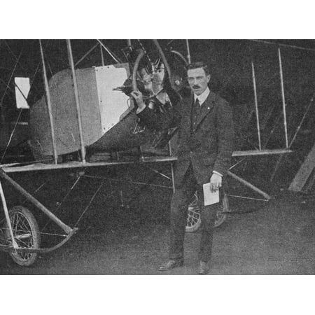 One of the best instructors: Lewis WF Turner standing by a Caudron training biplane, 1913 Print Wall Art By Flight (Best Day For Flight Deals)