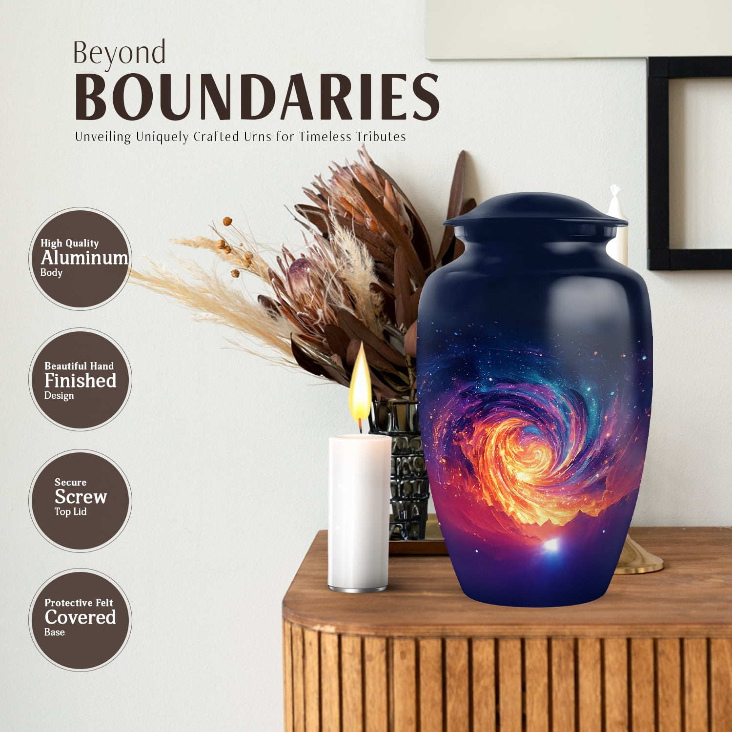 JAGASY Galaxy Urn for Ashes Adult Male, Blue Large Urns for Human Ashes for Women, Galaxy Nebula Decorative Urns for Father, Cosmic Cremation Urn for Mother, (10 Inch)
