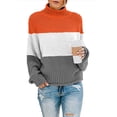 thumbnail image 1 of Suéter de otoño e invierno para mujer, suéter de cuello alto a juego de color de línea gruesa, 1 of 6