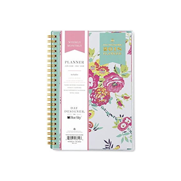 Day Designer for Blue Sky 2018 Weekly & Monthly Planner, Twin-Wire Binding, 5" x 8", Peyton White