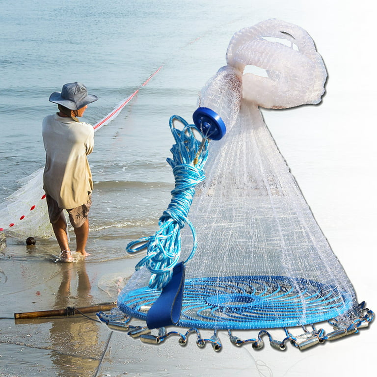 Biplut 240/300/360cm Outdoor Fishing Hand Throw Fine Mesh Cast Net Flying  Trap Disc (360cm)