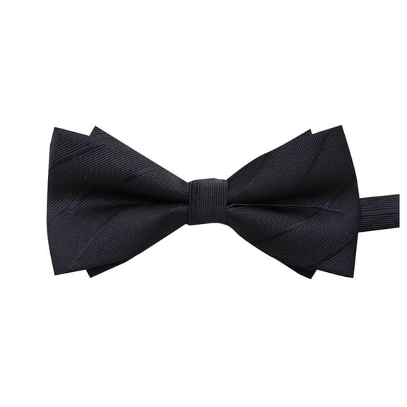 LYEAA Bow Tie for Mens Suit Solid Double Fold Neckties Business Formal Men Bowtie Party Wedding Prom Club Neckwear Black