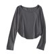 thumbnail image 1 of Blusa de corte casual Manga larga Cuello redondo Blusa holgada para mujer Señora Otoño Gris oscuro L, 1 of 7