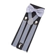 thumbnail image 4 of Conjunto de tirantes con pajarita para hombre con correas de hombro para gris, 4 of 9