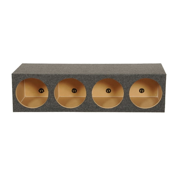 Q Power Quad 12 Inch 4-Hole Sealed Subwoofer Box, Heavy Duty MDF Enclosure