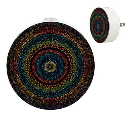 

Vintage Ethnic Flowers Automatic night lights plug into wall Dusk to Dawn Sensor Nightlights for Kids & Adults for Bathroom Hallway