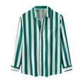 thumbnail image 4 of Hpapadks Summer Shirts for Men Casual Fall Striped Print Lapel Long Sleeve Blouse with Pockets Loose Dress Shirts for Men Mint Green S, 4 of 7