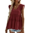 thumbnail image 2 of Liacowi Women Junior Pleated Ruffle Swing Tops Vest Casual Sleeveless V Neck  Summer Loose Blouses Shirts, 2 of 8