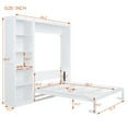 thumbnail image 4 of Queen Size Murphy Bed Wall Bed with  Side Cabinet Storage Shelves, Wood Foldable Platform Bed Vertical Wall for Bedroom Guest Room Home Office, White, 4 of 8