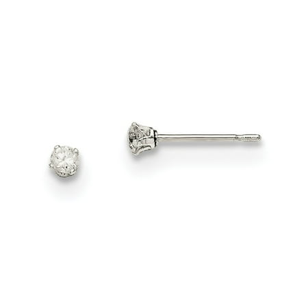 - Sterling Silver Polished Radiant Cut Snap setting Post Earrings Cubic Zirconia Stud Earrings
