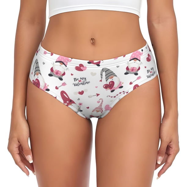 Fotbe Valentine's Day gnomes Calzones Estampados para Mujer – Ropa Interior de Algodón, Cómoda, Suave y Elástica-3X-Large