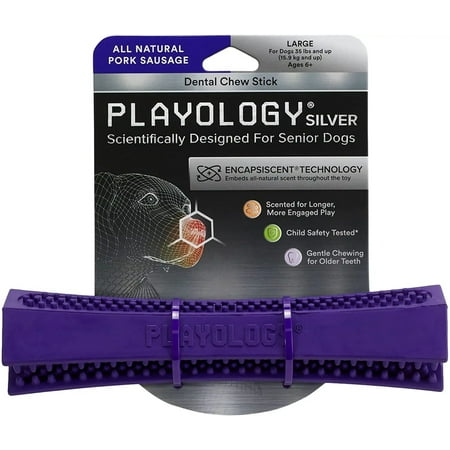 UPC: 0810045330082 | Playology Pork Sausage Scent Dental Chew Stick Dog Toy  Large