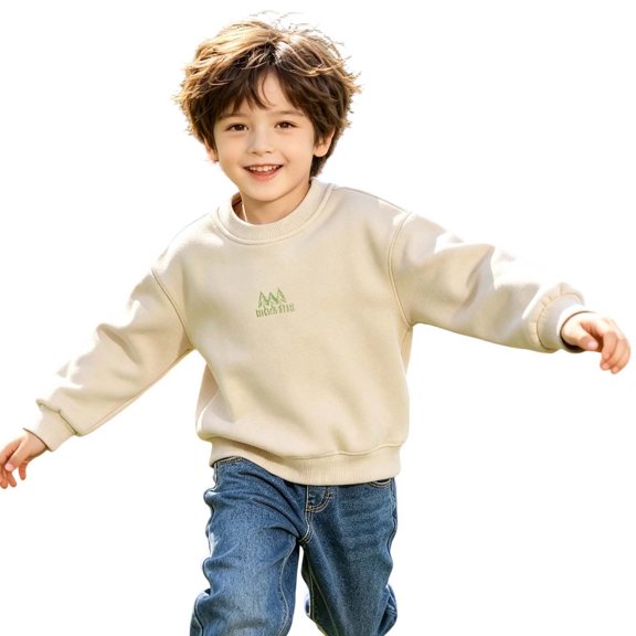 Edvintorg Boys Sweatshirt Solid Color Crew Neck Long Sleeve Loose Casual Pullover Top Boys Clothes Size 3-12
