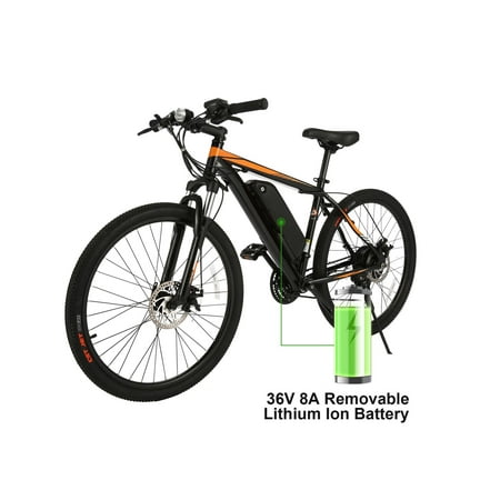 26 inch Foldable Electric Bike for Men 21 Variable Speed Waterproof Electric Mountain Bicycle Aluminum Frame Disc Brake 350W with 8A 36V Lithium Ion Battery Support 400lb