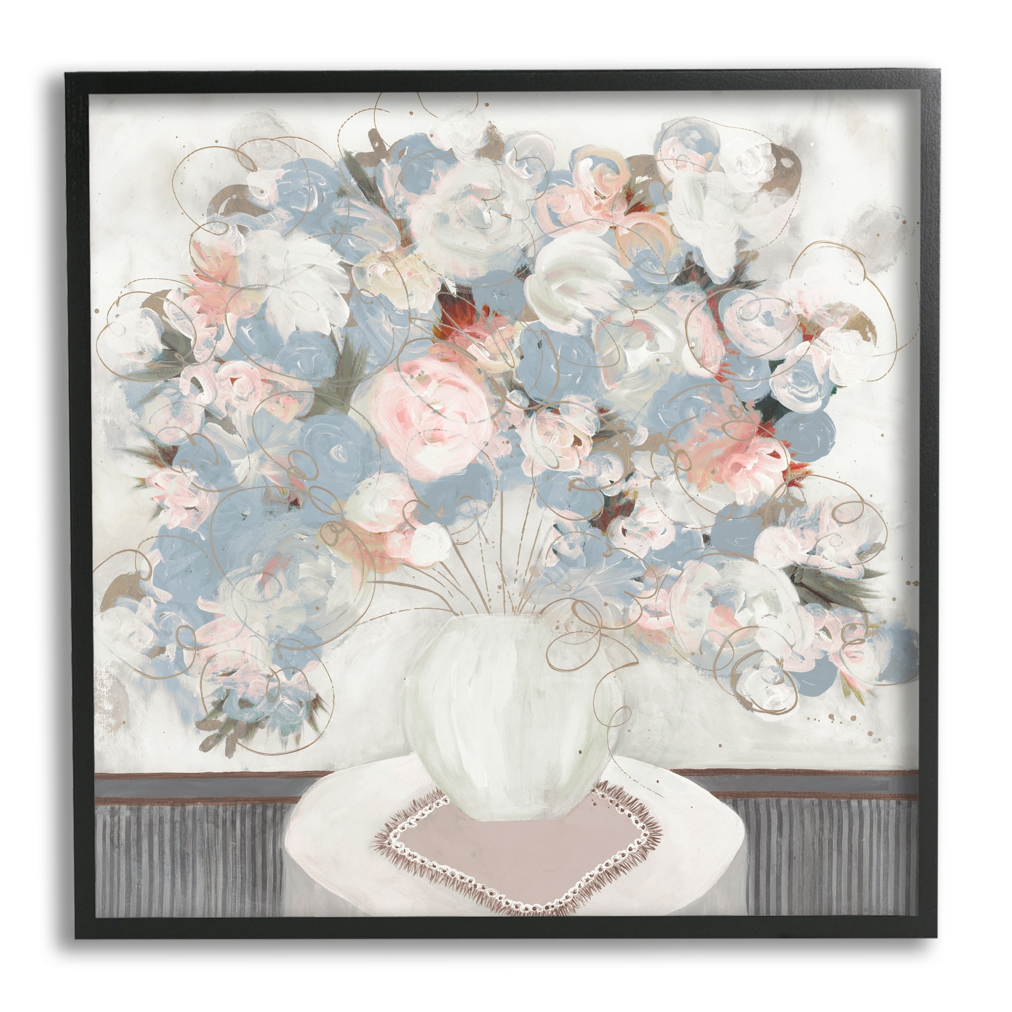 Stupell Industries Soft Floral Bouquet Abstract Scribble Blooms Arrangement Painting Black Framed Art Print Wall Art, Design by Ruth Fromstein
