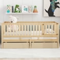 thumbnail image 3 of Harper & Bright Designs Twin Size Daybed with Two Drawers, Solid Wood Low Platform Bed Frame with Fence Montessori Bed for Boys Girls, Split into Floor Bed & Daybed, Natural, 3 of 14