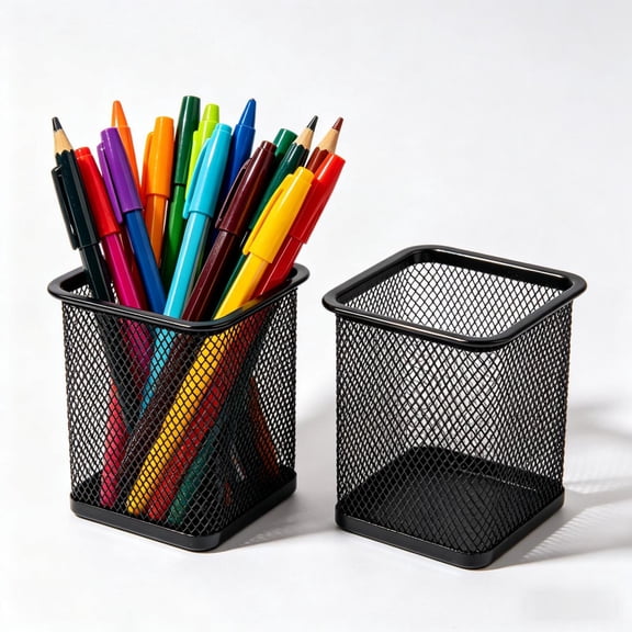 2 Pack Pen Holder for Desk, Wire Mesh Pencil Cup Holder for Desk Organizer for Office Supplies